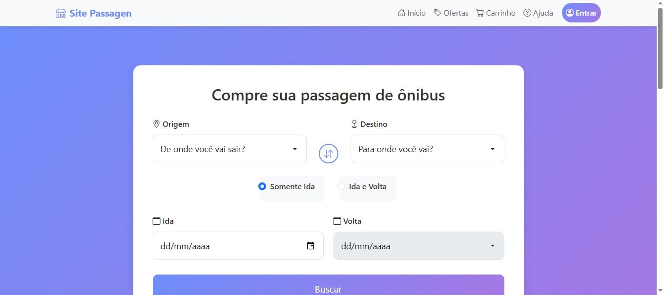 Site para venda de passagens